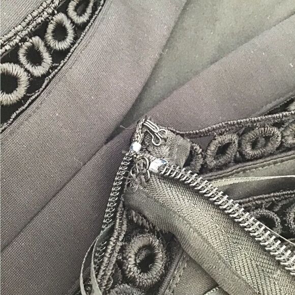 Free People Black Mini Dress Iris Crochet Trim Mini Dress New Size 8 - Picture 13 of 16